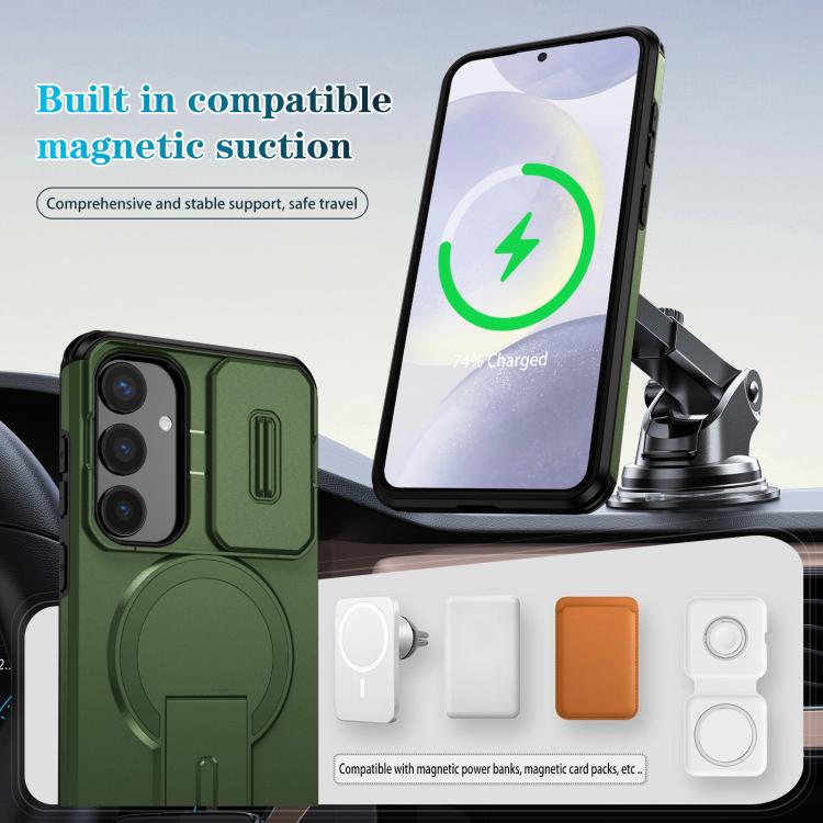 For Samsung Galaxy S24+ 5G Sliding Camshield MagSafe Holder Phone Case