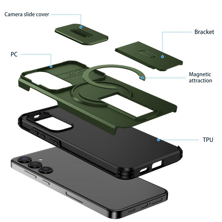 For Samsung Galaxy S24+ 5G Sliding Camshield MagSafe Holder Phone Case