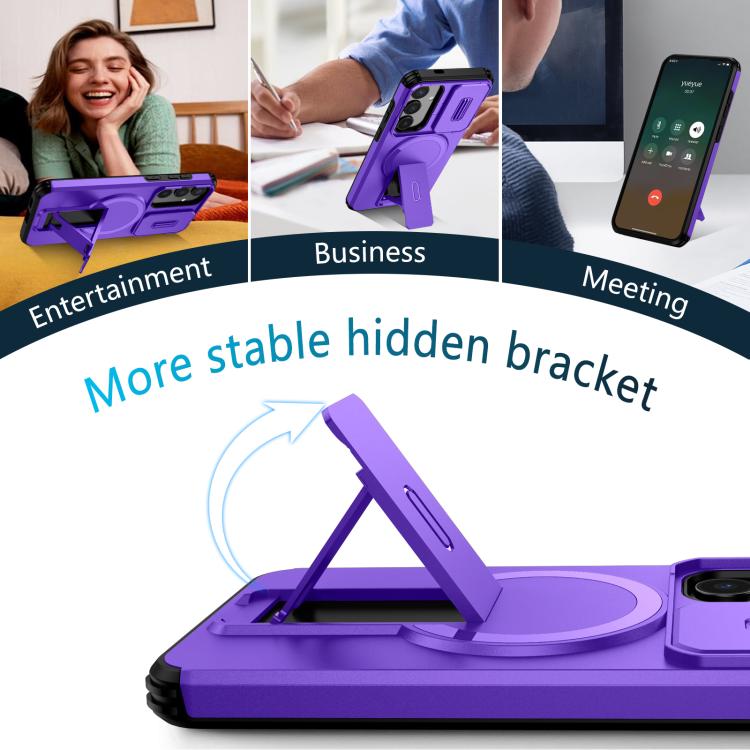 For Samsung Galaxy S24+ 5G Sliding Camshield MagSafe Holder Phone Case