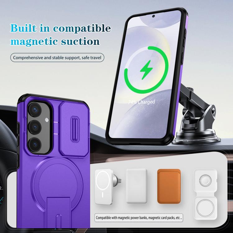 For Samsung Galaxy S24+ 5G Sliding Camshield MagSafe Holder Phone Case