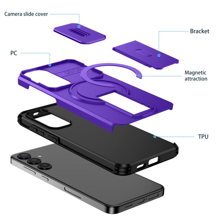 For Samsung Galaxy S24+ 5G Sliding Camshield MagSafe Holder Phone Case