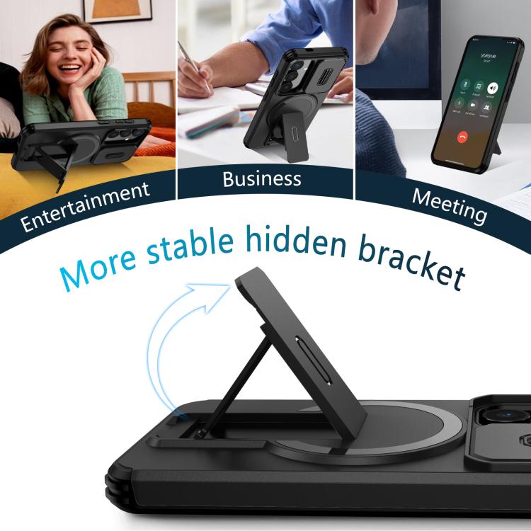 For Samsung Galaxy S25 / S24 5G Sliding Camshield MagSafe Holder Phone Case