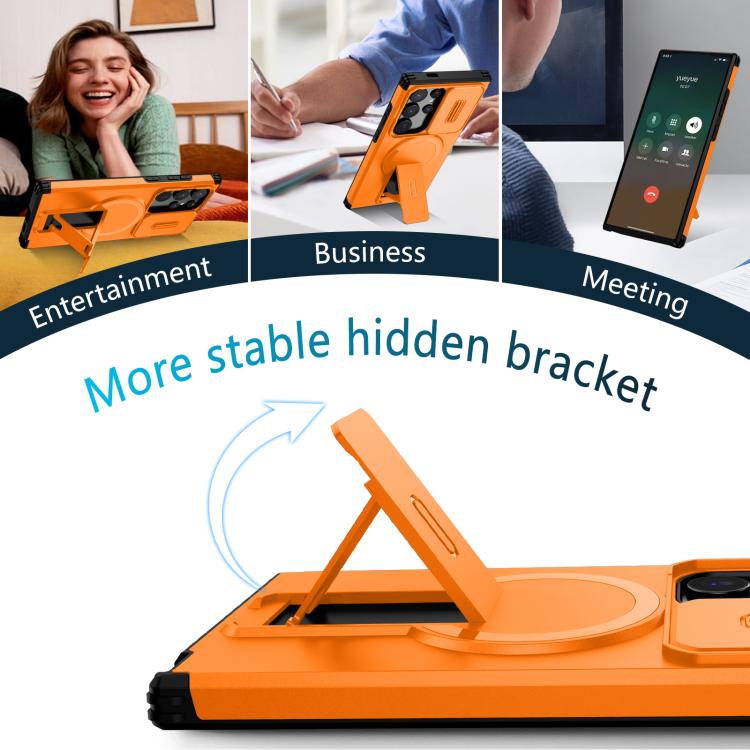 For Samsung Galaxy S24 Ultra 5G Sliding Camshield MagSafe Holder Phone Case