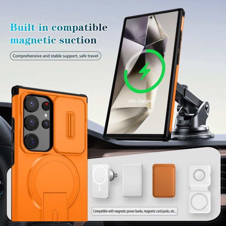 For Samsung Galaxy S24 Ultra 5G Sliding Camshield MagSafe Holder Phone Case