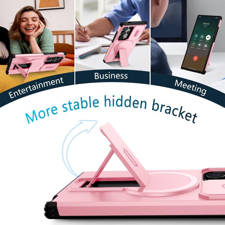 For Samsung Galaxy S24 Ultra 5G Sliding Camshield MagSafe Holder Phone Case
