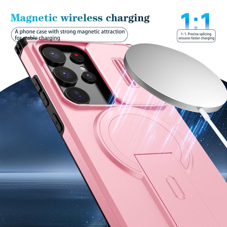 For Samsung Galaxy S24 Ultra 5G Sliding Camshield MagSafe Holder Phone Case