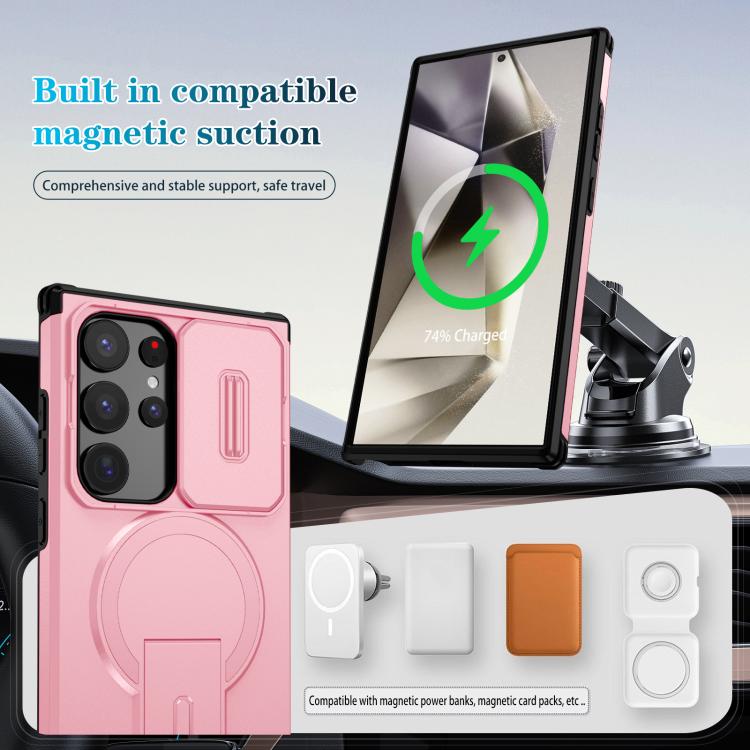 For Samsung Galaxy S24 Ultra 5G Sliding Camshield MagSafe Holder Phone Case