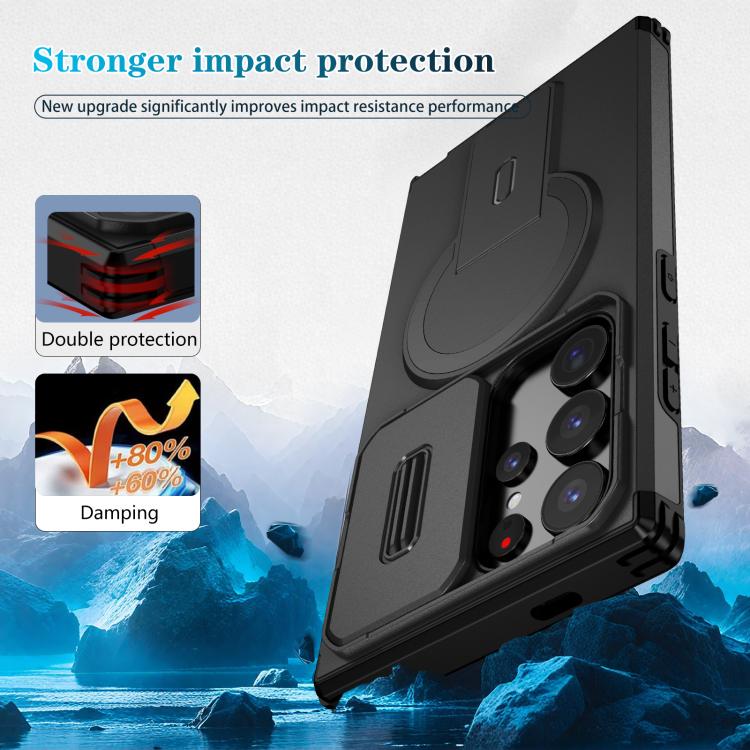 For Samsung Galaxy S24 Ultra 5G Sliding Camshield MagSafe Holder Phone Case