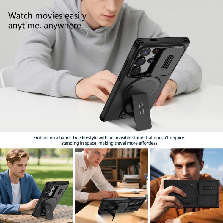 For Samsung Galaxy S24 Ultra 5G Sliding Camshield MagSafe Holder Phone Case