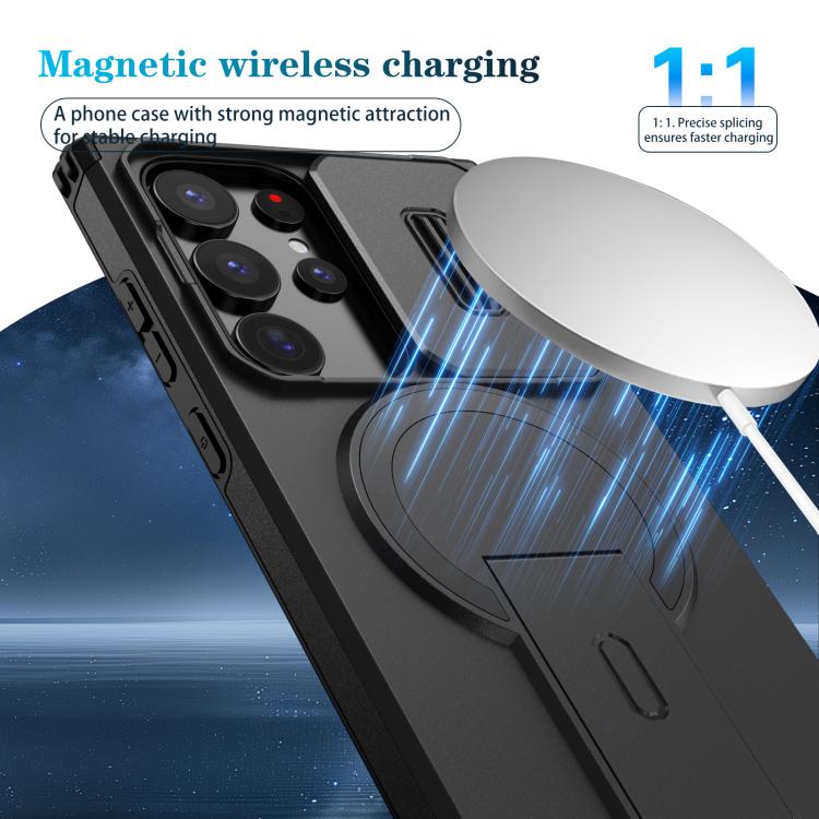 For Samsung Galaxy S24 Ultra 5G Sliding Camshield MagSafe Holder Phone Case