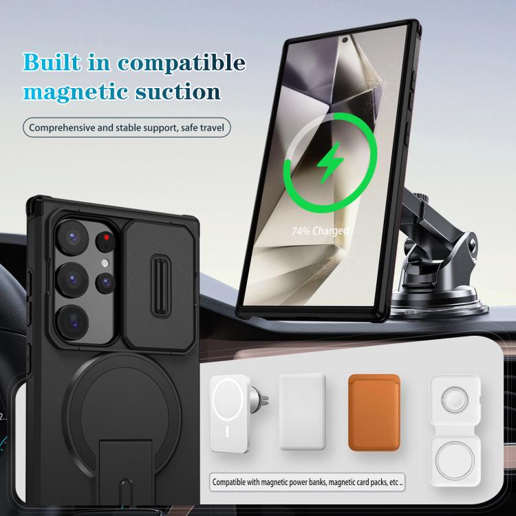 For Samsung Galaxy S24 Ultra 5G Sliding Camshield MagSafe Holder Phone Case