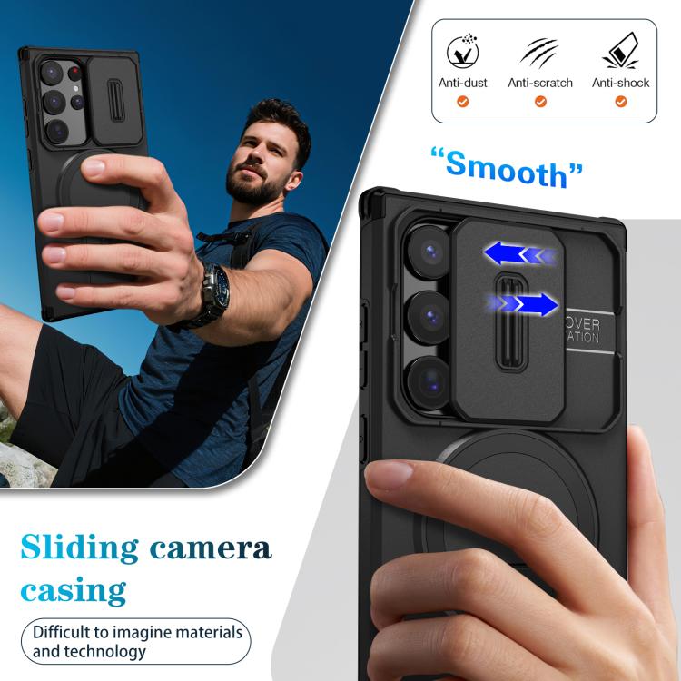 For Samsung Galaxy S24 Ultra 5G Sliding Camshield MagSafe Holder Phone Case