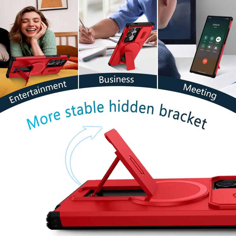 For Samsung Galaxy S24 Ultra 5G Sliding Camshield MagSafe Holder Phone Case