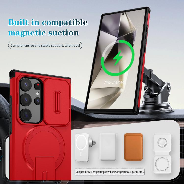 For Samsung Galaxy S24 Ultra 5G Sliding Camshield MagSafe Holder Phone Case