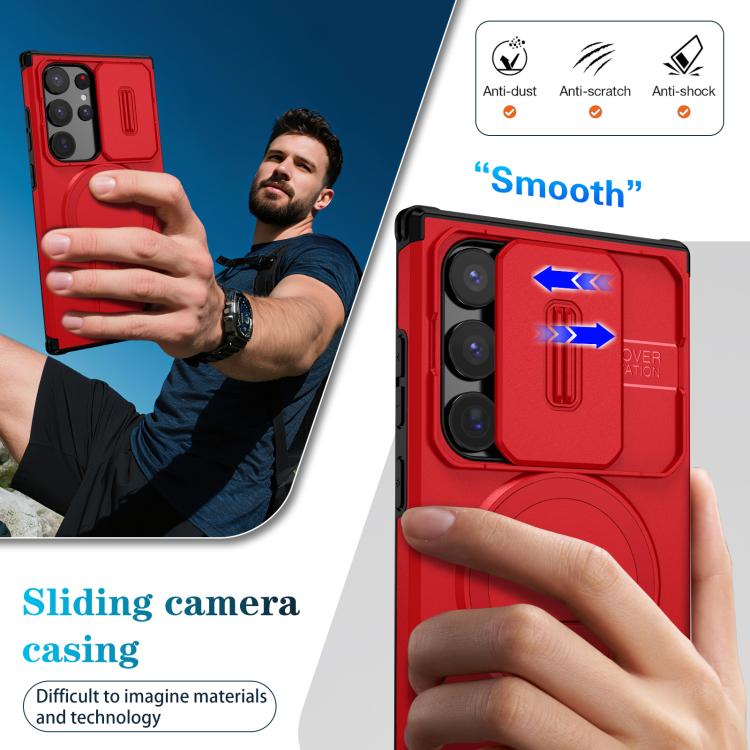 For Samsung Galaxy S24 Ultra 5G Sliding Camshield MagSafe Holder Phone Case