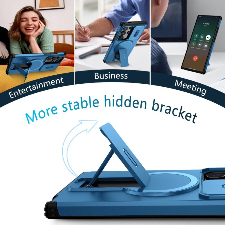 For Samsung Galaxy S24 Ultra 5G Sliding Camshield MagSafe Holder Phone Case