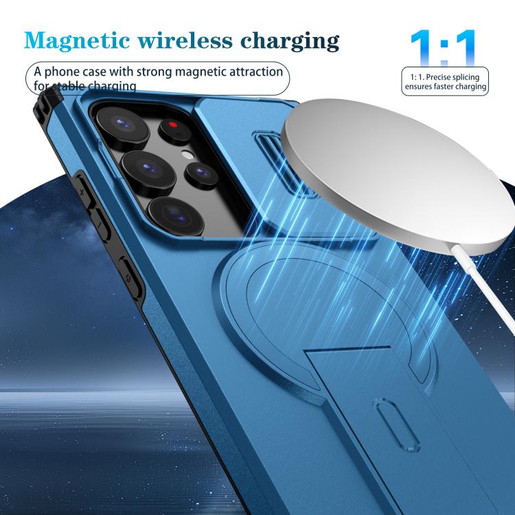 For Samsung Galaxy S24 Ultra 5G Sliding Camshield MagSafe Holder Phone Case