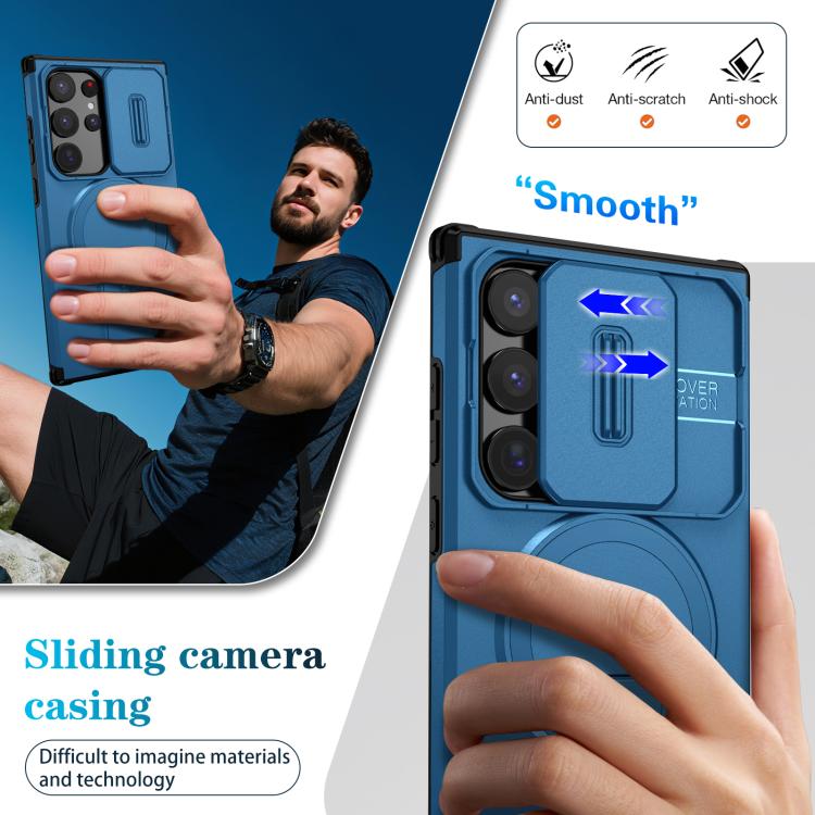 For Samsung Galaxy S24 Ultra 5G Sliding Camshield MagSafe Holder Phone Case