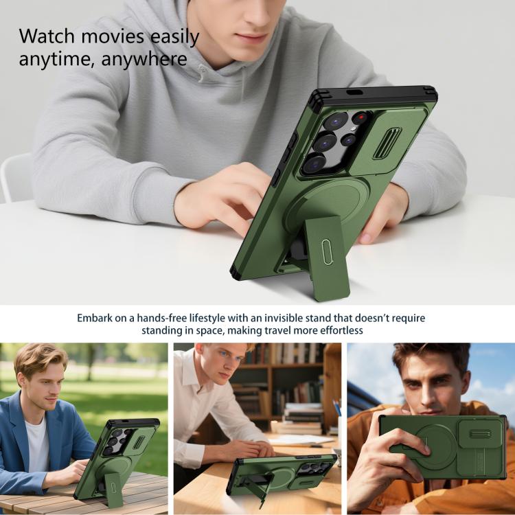 For Samsung Galaxy S24 Ultra 5G Sliding Camshield MagSafe Holder Phone Case
