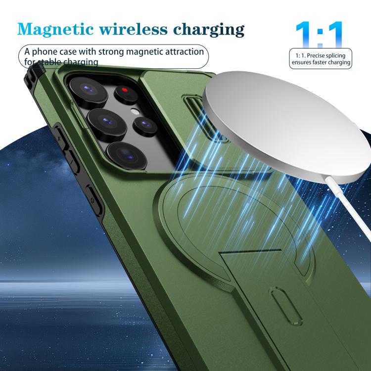 For Samsung Galaxy S24 Ultra 5G Sliding Camshield MagSafe Holder Phone Case