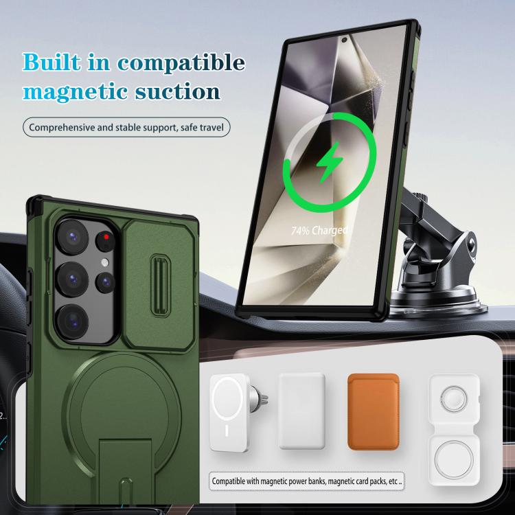 For Samsung Galaxy S24 Ultra 5G Sliding Camshield MagSafe Holder Phone Case