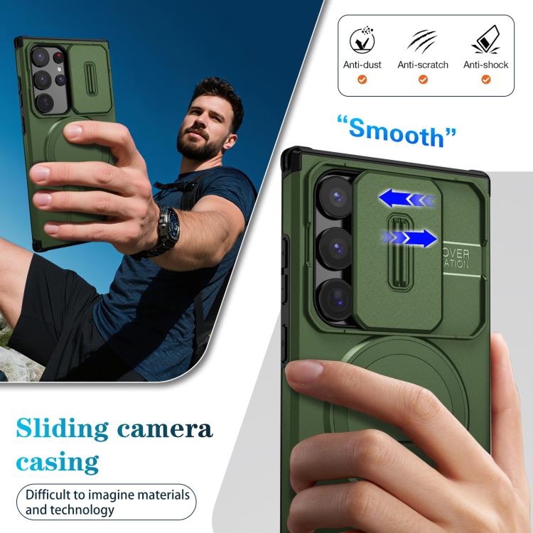 For Samsung Galaxy S24 Ultra 5G Sliding Camshield MagSafe Holder Phone Case