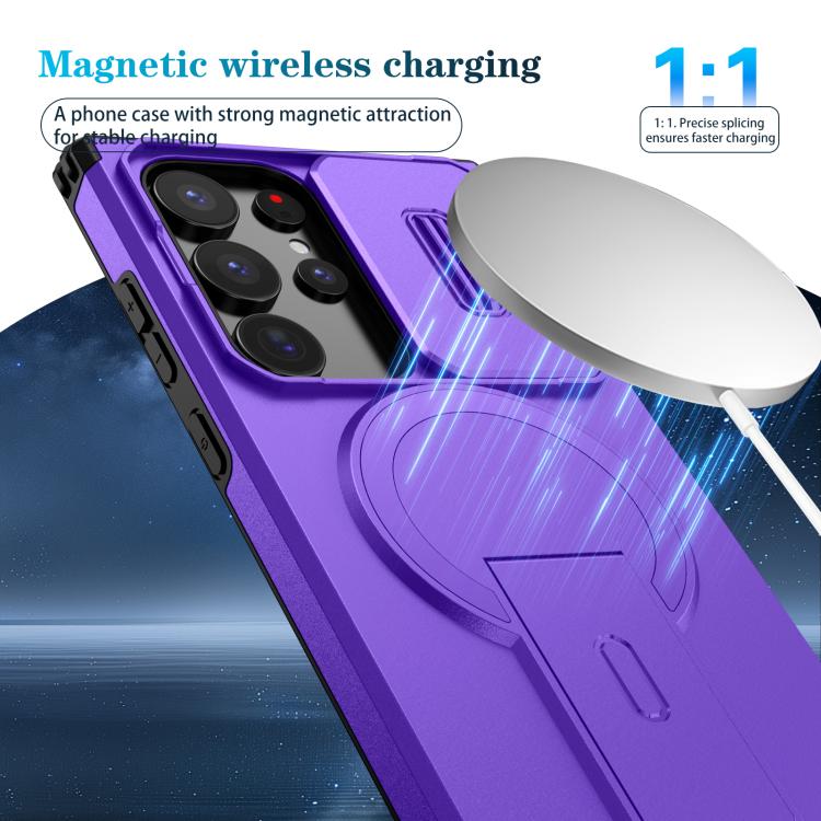 For Samsung Galaxy S24 Ultra 5G Sliding Camshield MagSafe Holder Phone Case