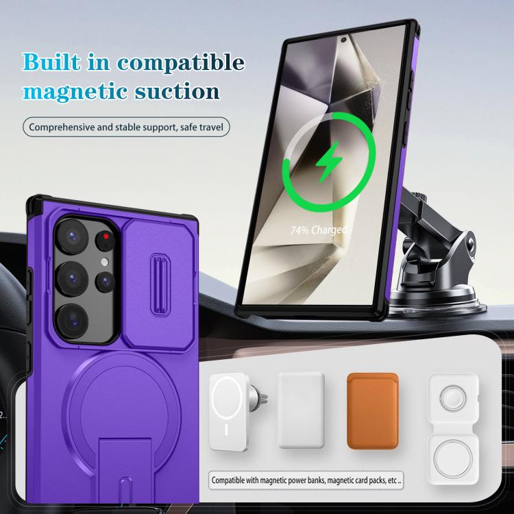 For Samsung Galaxy S24 Ultra 5G Sliding Camshield MagSafe Holder Phone Case