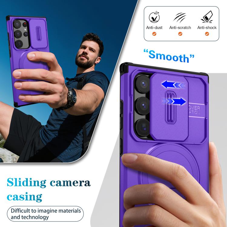 For Samsung Galaxy S24 Ultra 5G Sliding Camshield MagSafe Holder Phone Case