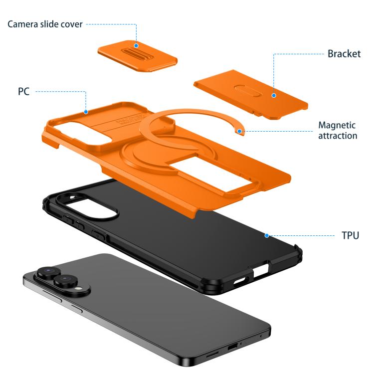 For Samsung Galaxy S25 Edge 5G Sliding Camshield MagSafe Holder Phone Case