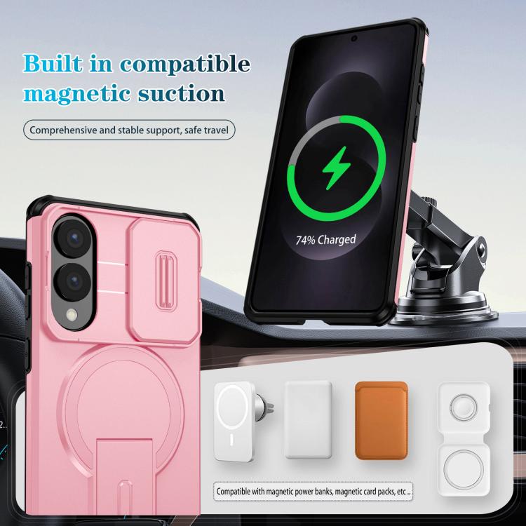For Samsung Galaxy S25 Edge 5G Sliding Camshield MagSafe Holder Phone Case