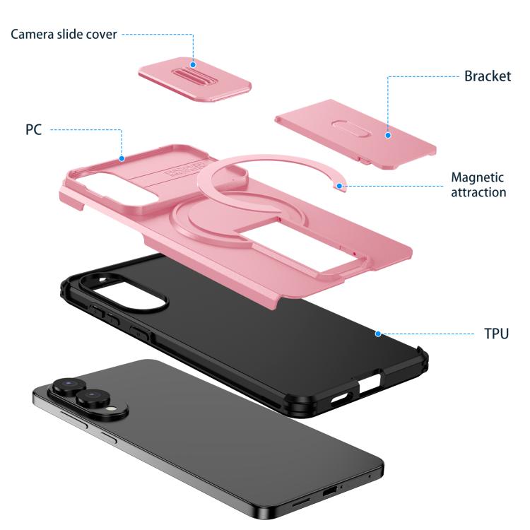 For Samsung Galaxy S25 Edge 5G Sliding Camshield MagSafe Holder Phone Case