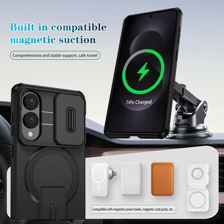 For Samsung Galaxy S25 Edge 5G Sliding Camshield MagSafe Holder Phone Case