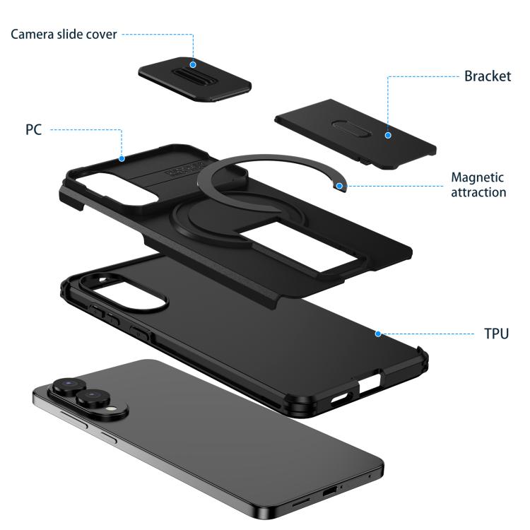 For Samsung Galaxy S25 Edge 5G Sliding Camshield MagSafe Holder Phone Case