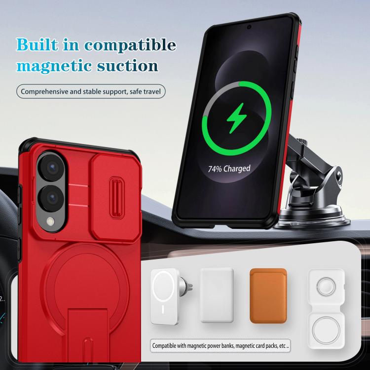 For Samsung Galaxy S25 Edge 5G Sliding Camshield MagSafe Holder Phone Case