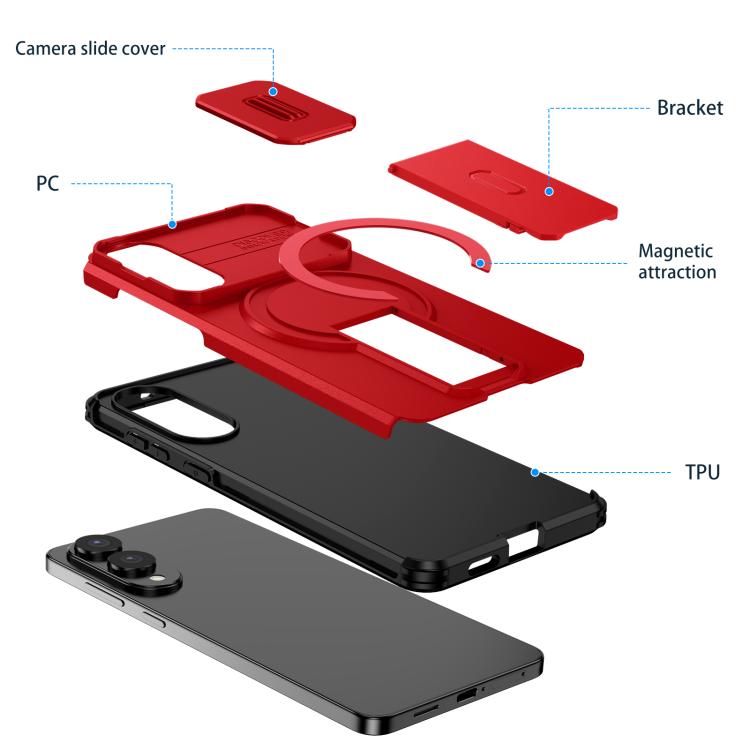 For Samsung Galaxy S25 Edge 5G Sliding Camshield MagSafe Holder Phone Case