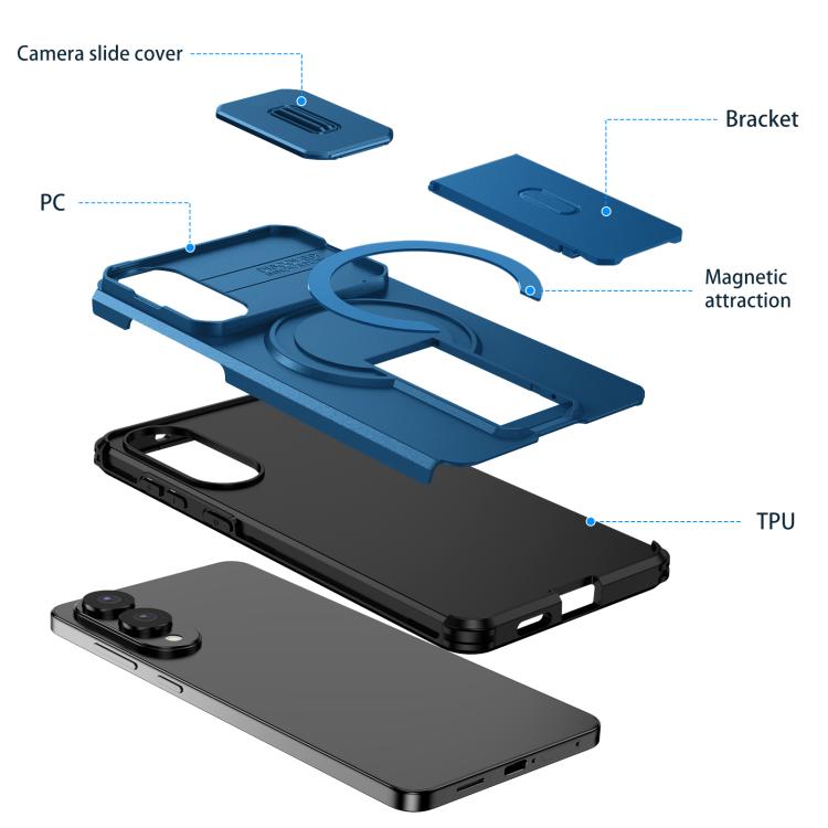 For Samsung Galaxy S25 Edge 5G Sliding Camshield MagSafe Holder Phone Case