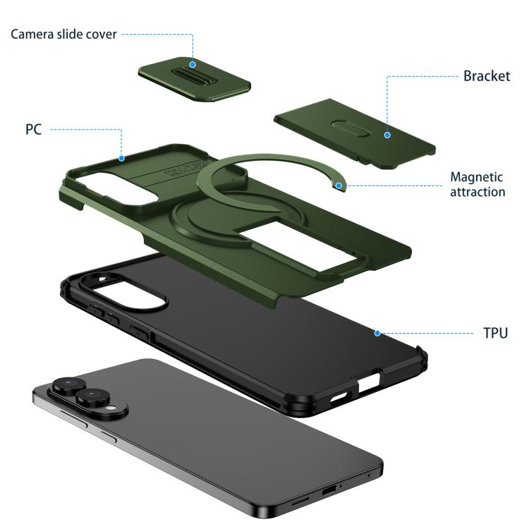 For Samsung Galaxy S25 Edge 5G Sliding Camshield MagSafe Holder Phone Case