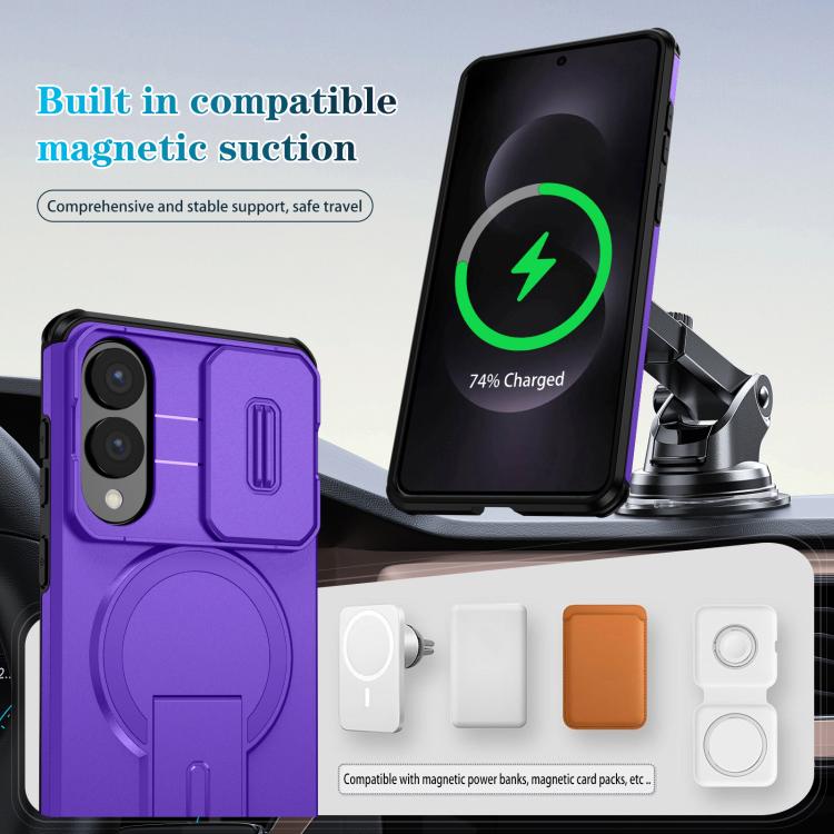 For Samsung Galaxy S25 Edge 5G Sliding Camshield MagSafe Holder Phone Case