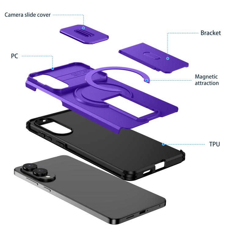 For Samsung Galaxy S25 Edge 5G Sliding Camshield MagSafe Holder Phone Case