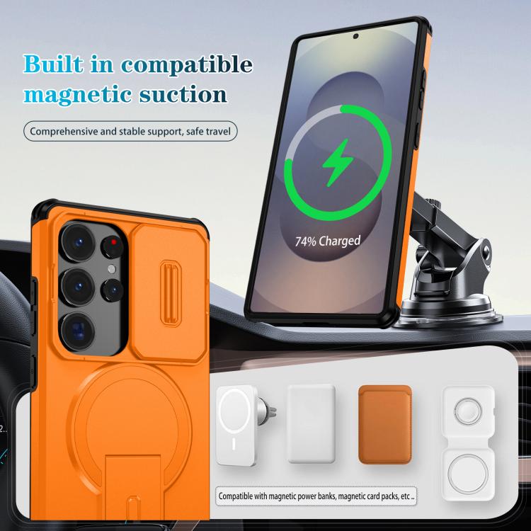 For Samsung Galaxy S25 Ultra 5G Sliding Camshield MagSafe Holder Phone Case