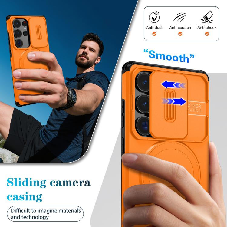 For Samsung Galaxy S25 Ultra 5G Sliding Camshield MagSafe Holder Phone Case