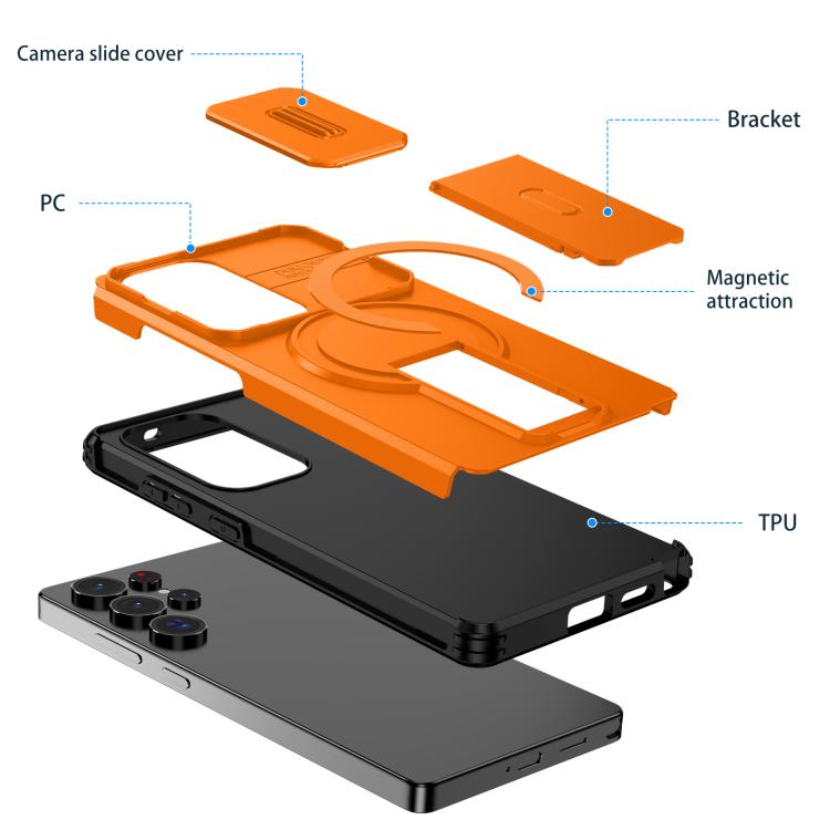 For Samsung Galaxy S25 Ultra 5G Sliding Camshield MagSafe Holder Phone Case