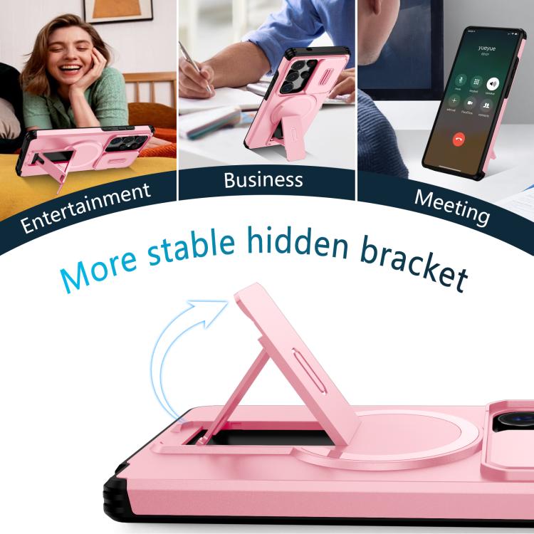 For Samsung Galaxy S25 Ultra 5G Sliding Camshield MagSafe Holder Phone Case