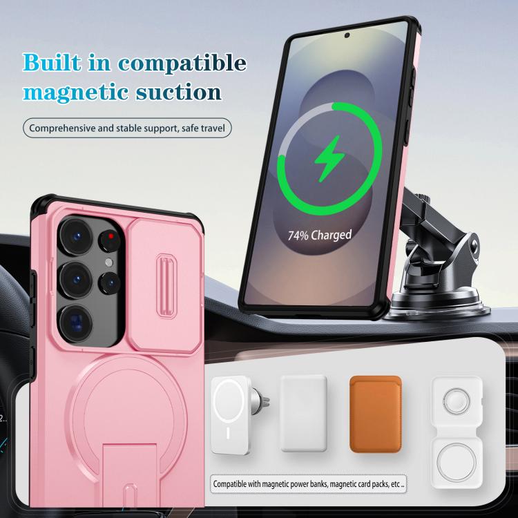 For Samsung Galaxy S25 Ultra 5G Sliding Camshield MagSafe Holder Phone Case