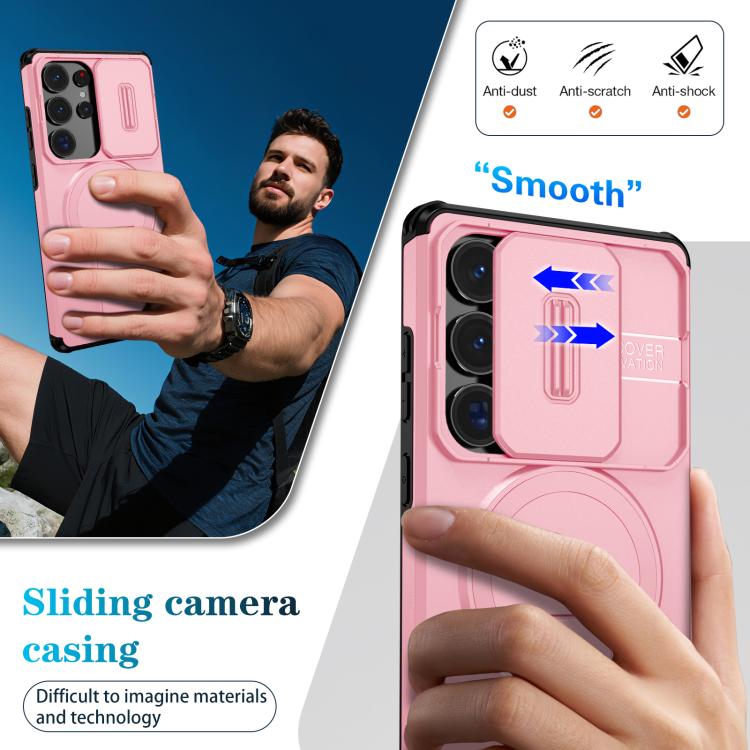 For Samsung Galaxy S25 Ultra 5G Sliding Camshield MagSafe Holder Phone Case