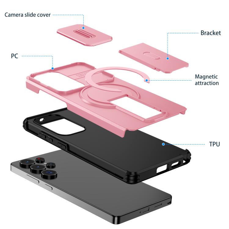 For Samsung Galaxy S25 Ultra 5G Sliding Camshield MagSafe Holder Phone Case