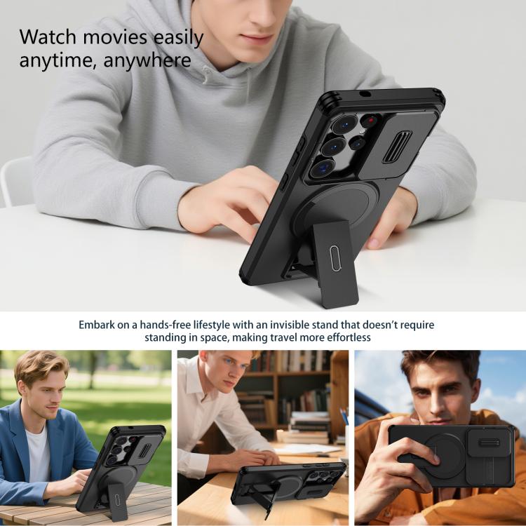 For Samsung Galaxy S25 Ultra 5G Sliding Camshield MagSafe Holder Phone Case