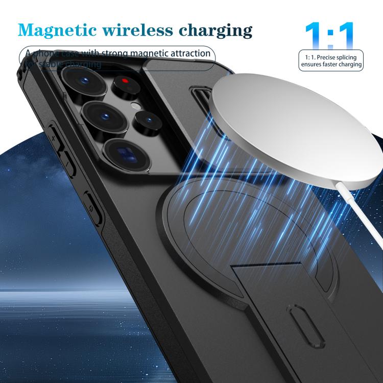 For Samsung Galaxy S25 Ultra 5G Sliding Camshield MagSafe Holder Phone Case