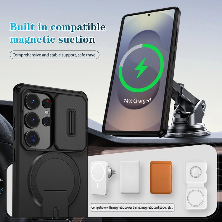 For Samsung Galaxy S25 Ultra 5G Sliding Camshield MagSafe Holder Phone Case
